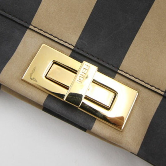 Fendi Handbag Pecan Peek-A-Boo 8BN290 Beige Black Nubuck Leather Shoulder Str... - Picture 7 of 10